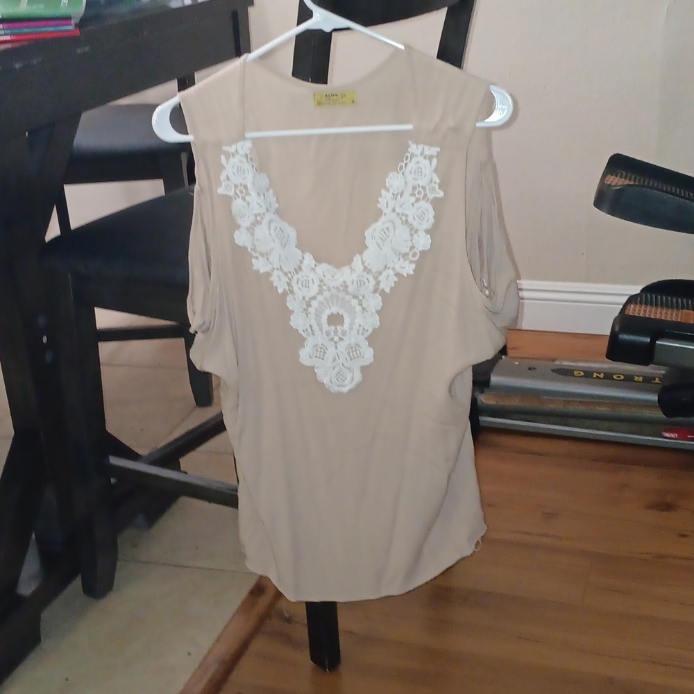 Beige Blouse with white design